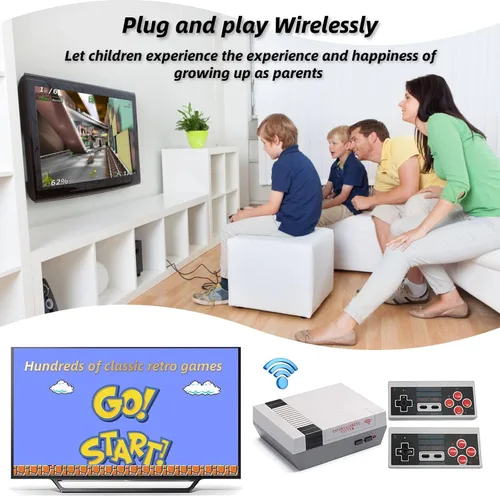Vista 5 de Classic Mini Retro Game Console with Built-in 620 Video Games and 2 Classic Wireless Controllers,AV Output Game System for Kids and Adults Ideal