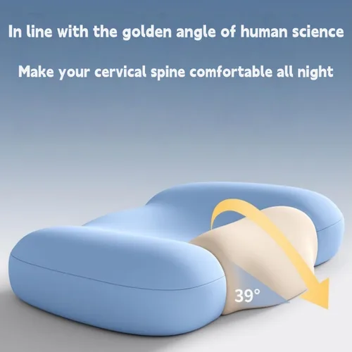 Vista 4 de Almohada cervical para aliviar el dolor de cuello, almohada ergonómica de contorno de espuma viscoelástica para dormir, almohada ortopédica de apoyo