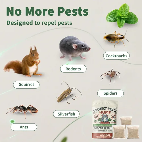 Vista 3 de Bolsas repelentes de ratones, paquete de 10 unidades de aceite de menta, disuasorio para roedores y ratones, adecuadas para uso en interiores