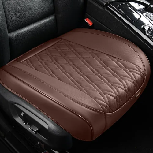 Vista 9 de TIEHESYT 2 fundas de piel de napa para automóviles, funda de asiento delantero inferior para automóvil, cojín de asiento sin respaldo