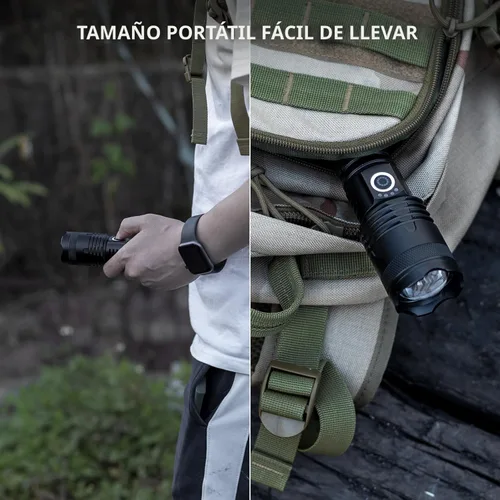 Vista 7 de Linternas LED recargables de alto lúmenes, 90,000 lúmenes, linternas súper brillantes con 5 modos, linterna de flash potente impermeable linterna