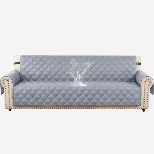 Vista 16 de XINEAGE Funda impermeable para sillón, funda para sofá de 1 plaza con correas elásticas y bolsillos, triple protección antideslizante, lavable