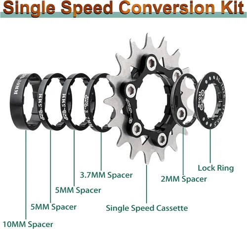 Vista 3 de Kit de conversión de velocidad única 13T 14T 15T 16T MTB Cassette Fixie de una sola velocidad Cog