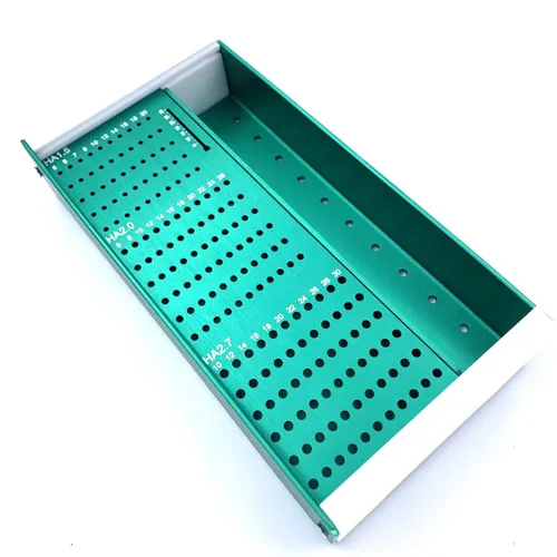 Vista 2 de Instrumentos veterinarios Bandeja de esterilización de aluminio Alloyblue Color Bandeja de esterilización Caja de estante para HA1.0.197 in 0.079 in
