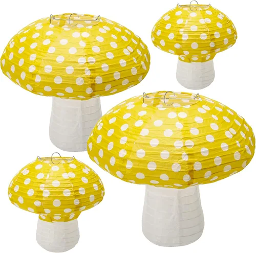 Vista 8 de 4 linternas de papel con forma de hongo, faroles grandes en forma de hongo para guardería, jardín, decoración de fiesta de Navidad, 8 pulgadas, 12