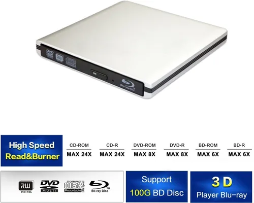Vista 2 de USB C tipo C USB 3.0 externo 3D HD Blue ray Player para MacBook pro USB C Blue ray Reader Combo DVD Burner Drive para MacBook Pro MacBook Air iMac