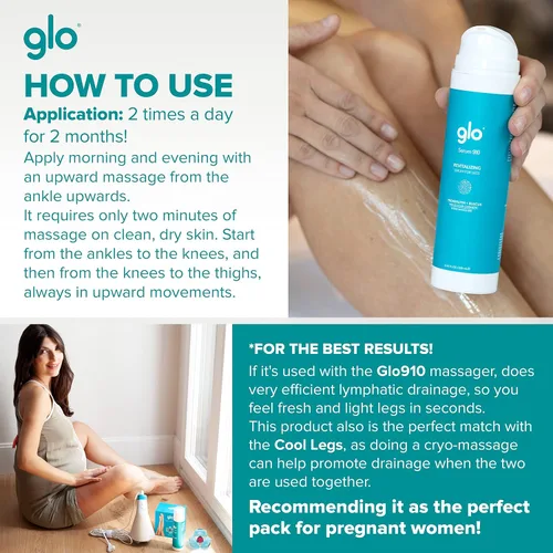Vista 5 de Glo - Serum 910, Sérum Piernas, Loción Hidratante con Manteca de Karité, Loción Revitalizante para Piernas Cansadas, Loción Corporal Reafirmante