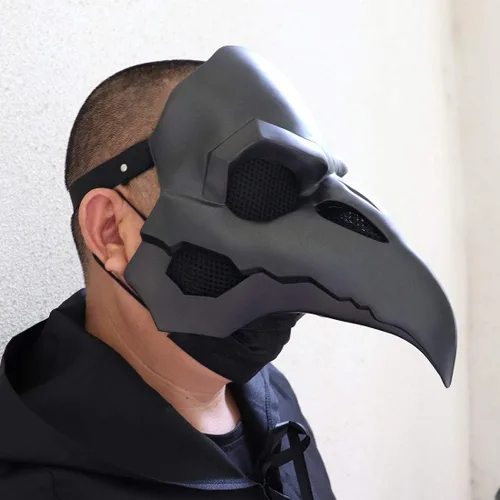 Vista 3 de Rulercosplay - Máscaras medievales para disfraz de pájaro de la peste medieval