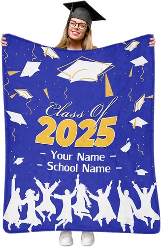 Vista 20 de Manta personalizada de graduación 2025, manta personalizada para regalo de graduación con nombre de la universidad, manta de felicitación