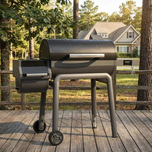 Vista 8 de Feasto - Parrilla de carbón resistente de 30 pulgadas, control digital de temperatura y 2 sondas para carne Outdoor BBQ Grill with Offset Smoker