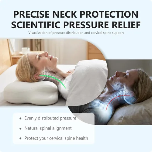 Vista 8 de Almohada Cloud de espuma viscoelástica ergonómica para el cuello cervical con funda de almohada transpirable, diseño ajustable de doble altura