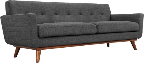 Vista 3 de Modway Engage - Sillón de una pieza tapizado con tela y sofá de dos piezas de estilo de mediados de siglo, Tela, Gris