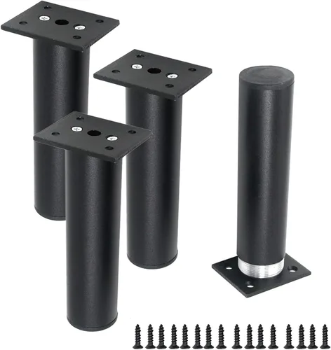 Vista 10 de Bitray Patas para muebles de 4 pulgadas de longitud ajustable mesa de escritorio pie negro - 4 piezas
