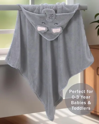 Vista 6 de btsoprz Toallas de baño con capucha de elefante gris para niños pequeños, regalos de ducha de animales de dibujos animados, absorbente y suave, 32 x