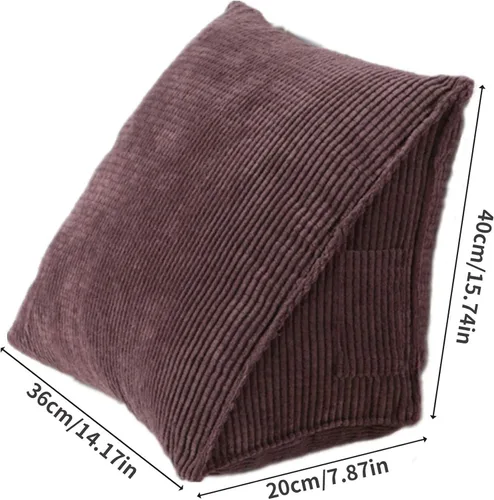 Vista 2 de Almohada triangular de lectura y reposo en cama, almohada triangular para respaldo de lectura, respaldo de espalda, cojín de cuña suave para cama