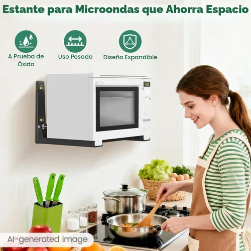 Vista 2 de EsLuker.ly - Horno de microondas universal de acero inoxidable, montaje en pared, color negro
