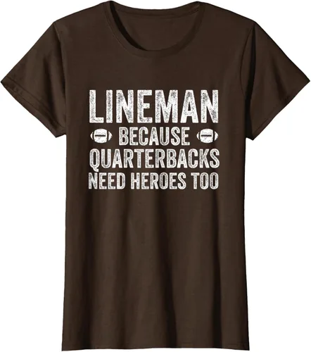 Vista 25 de Lineman Because Quarterbacks Need Heroes Camiseta de fútbol linieros S Negro