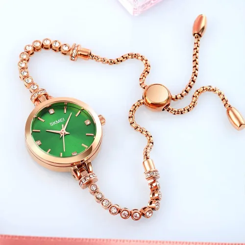 Vista 5 de SKMEI Women Watches Bracelet Diamond Ladies Female Small Rose Gold Fashion Luxury Thin Waterproof Analog Quartz Casual Girls Wife Gifts Silver Wrist