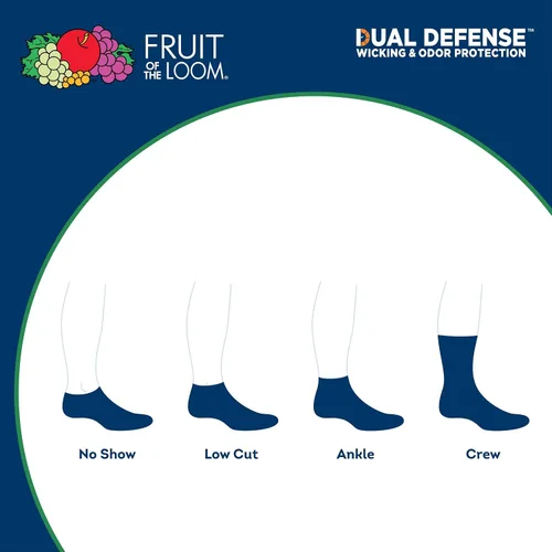Vista 3 de Fruit of the Loom Calcetines tobilleros de doble defensa para hombre (paquete de 12)