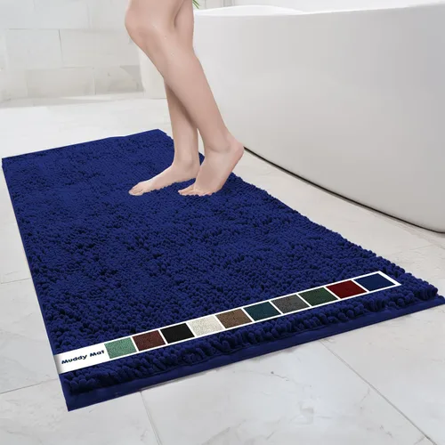 Vista 9 de Muddy Mat Alfombras de Baño de Chenilla de Microfibra de Secado Rápido Antideslizantes Lavables, Extra Gruesas, Suaves y Altamente Absorbentes Gris