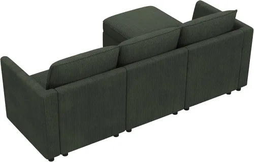 Vista 4 de HONBAY Sofá seccional modular con almacenamiento en forma de L sofá seccional, sofás convertibles para sala de estar - verde