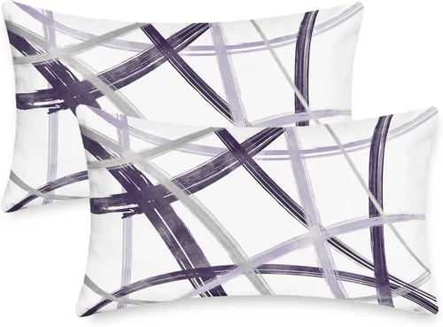 Vista 23 de CaliTime Juego de 2 fundas de almohada decorativas de vellón con líneas geométricas abstractas en forma de arco, para sofá, cama, decoración de casa