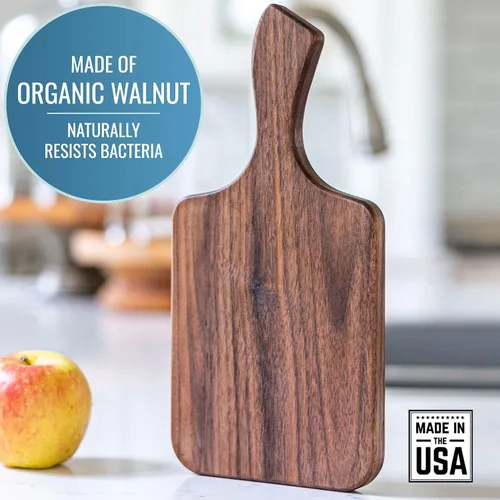 Vista 3 de Brazos Home Tabla de cortar de madera de nogal oscuro para cocina, paquete de 2, tabla de cortar, tabla de queso de madera, sin sazonar, incluye