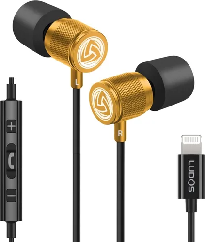 Vista 38 de LUDOS Auriculares con cable ultra intraauriculares, 5 años de garantía, auriculares con micrófono, auriculares con cancelación de ruido, espuma