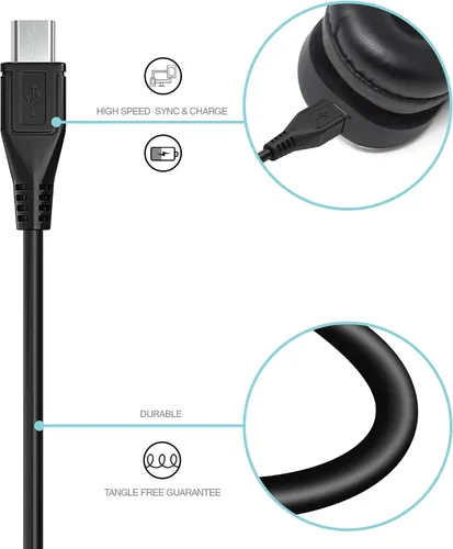 Vista 3 de Cable de carga micro USB compatible con HyperX Cloud Flight, Corsair Void Void Pro HS70 HS70 Pro K63, Razer BlackShark V2 Pro, auriculares Turtle