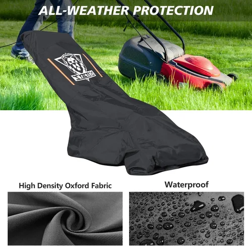 Vista 2 de Funda para cortacésped, resistente con protección impermeable extrema. Tela Oxford resistente y flexible con revestimiento de poliuretano ecológico.