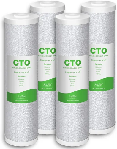 Vista 11 de SimPure Cartuchos de filtro de agua para toda la casa, 5 micrones, 10" x 4.5", CTO+GAC/KDF, juego de filtros de carbono y metales pesados de 2