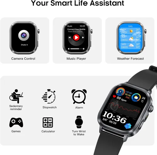 Vista 6 de AMOLED - Relojes inteligentes para hombres y mujeres, rastreador de actividad física con monitor de frecuencia cardíaca, estrés y sueño 24/7