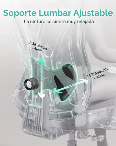 Vista 4 de Hbada P5 Silla de oficina ergonómica, silla de escritorio con soporte lumbar y altura ajustables, silla de computadora cómoda de malla