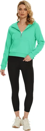 Vista 3 de MAGCOMSEN Sudaderas con capucha para mujer, con forro polar, cremallera de 12, manga larga, con bolsillo tipo canguro