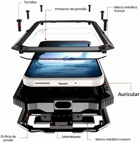Vista 7 de Lunivop - Carcasa metálica resistente para Google Pixel 9 Pro XL, color negro