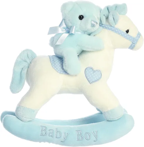 Vista 4 de ebba™ ¡Musicales melodiosos! Baby Boy Rocking Horse™ - Animal de peluche para bebé, entretenimiento musical, juego atractivo, color azul, 12 pulgadas
