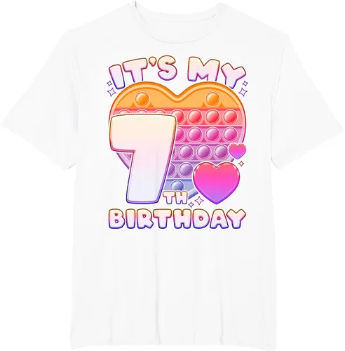 Vista 54 de Pop-it Birthday Girl 7 años de edad, Push it Pop Fidget Bubble Camiseta, Negro