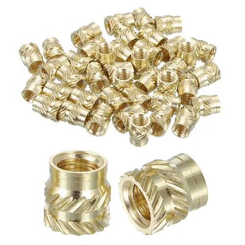 Vista 56 de uxcell Tuercas de inserción moleteadas, 100 piezas M1 x 1.5mm L x 2mm DE 3D Impresión de latón Tuercas de inserción roscadas hembras Insertos