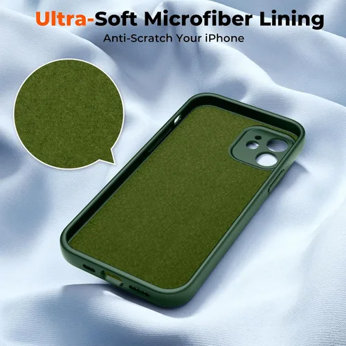Vista 5 de SUPFINE - Funda diseñada para iPhone 12, silicona líquida premium con [forro de microfibra suave antiarañazos][protección de cámara mejorada], funda