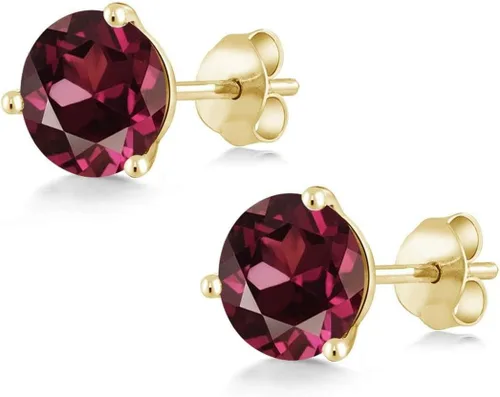 Vista 120 de Gem Stone King Aretes de oro de 14 quilates, 0.236 in, piedra natal redonda, Martini, 3 puntas, aretes de oro para mujer