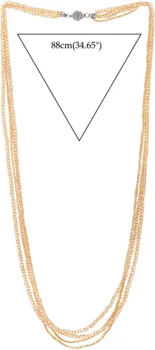 Vista 3 de COOLSTEELANDBEYOND Collar largo de múltiples hebras para mujer, elegantes cadenas de cascada en capas, colgante de cuentas de cristal