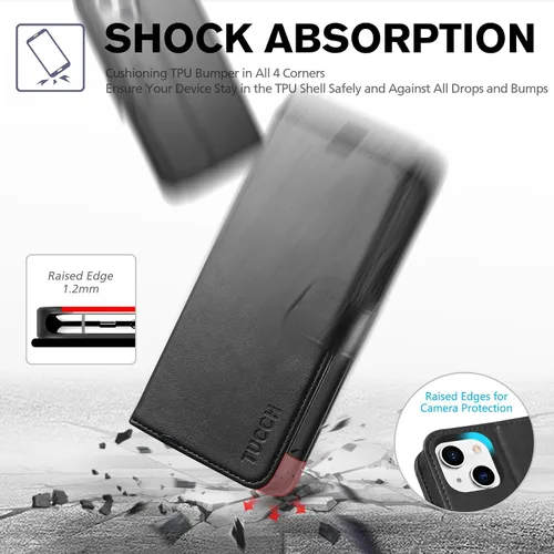Vista 6 de TUCCH Funda Tipo Billetera para iPhone 13 (6.1") 2021, con Bloqueo RFID, con Soporte para 3 Tarjetas, de Piel Sintética, Tipo Folio