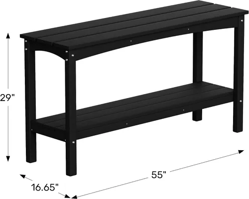 Vista 3 de WestinTrends Malibu - Mesa consola Adirondack de 55 pulgadas para patio al aire libre, 2 niveles, teca