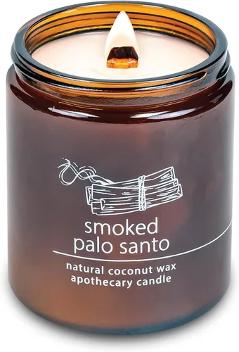 Vista 37 de Vela de mecha de madera agrietada Hemlock Park hecha a mano con cera de coco natural (grande de 16 oz, ámbar) Coconut Apricot Wax Crackling Wood