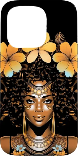 Vista 14 de iPhone 12 mini Orquídeas Afro Afro Orquídeas Flor Corona Negro Orgullo Caso