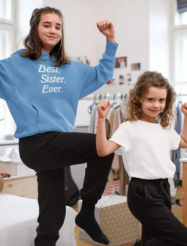 Vista 2 de Best Sister Ever Sudaderas con capucha para regalar a hermanos, hermanas y mujeres
