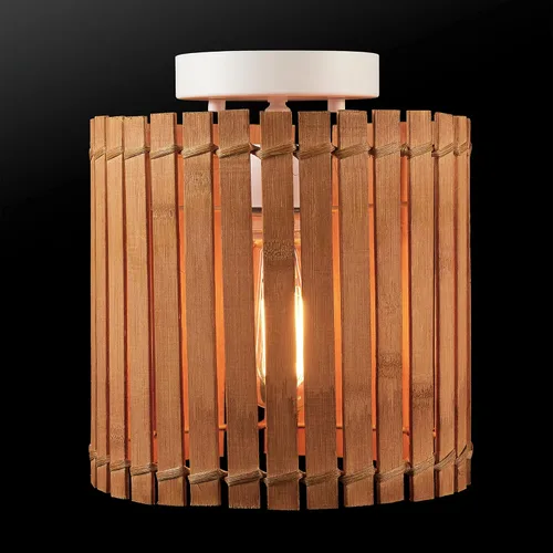 Vista 11 de Globe Electric 65898 Lámpara de techo empotrada de 1 luz, blanco mate, pantalla de bambú natural