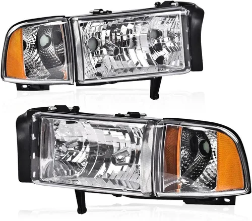 Vista 22 de PIT66 Conjunto de faros LED para Dodge Ram 1500 2500 3500 1994-2002 Reflector ámbar con carcasa negra