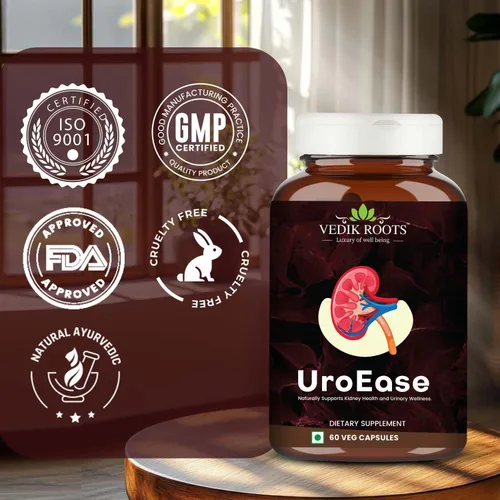 Vista 6 de UroEase - Suplemento de hierbas ayurvédicas para la salud renal y los niveles de ácido úrico Apoya la salud del tracto urinario 60 cápsulas