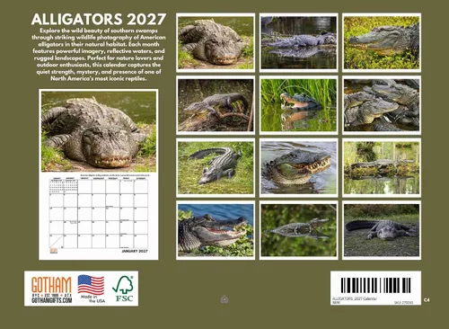 Vista 2 de Calendario de cocodrilo 2025 mensual de pared de 12 meses